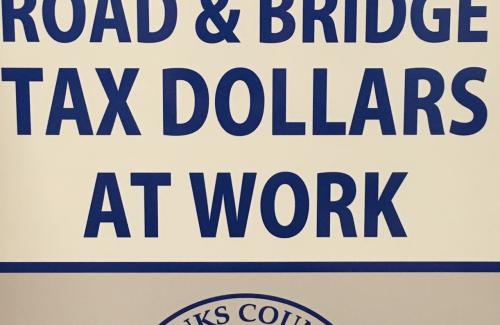 Thank You - Road & Bridge Tax Dollars at Work sign