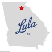 "Lula GA" over Georgia state with star city marker