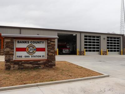 Fire station with sign - Banks County Fire-EMS Station 25