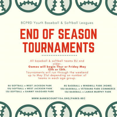 Baseball & Softball End of Season Tournament Flyer