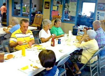 Seniors eating at the Senior Center