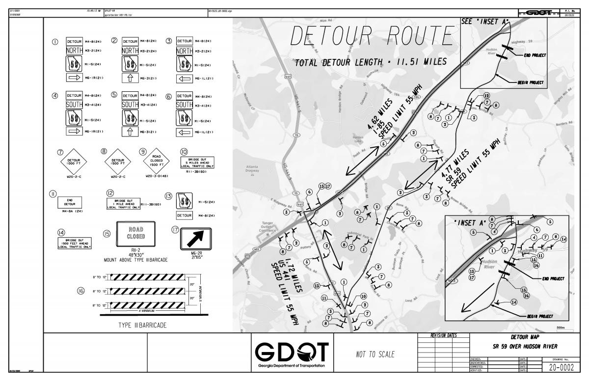 Hwy 59 Detour map